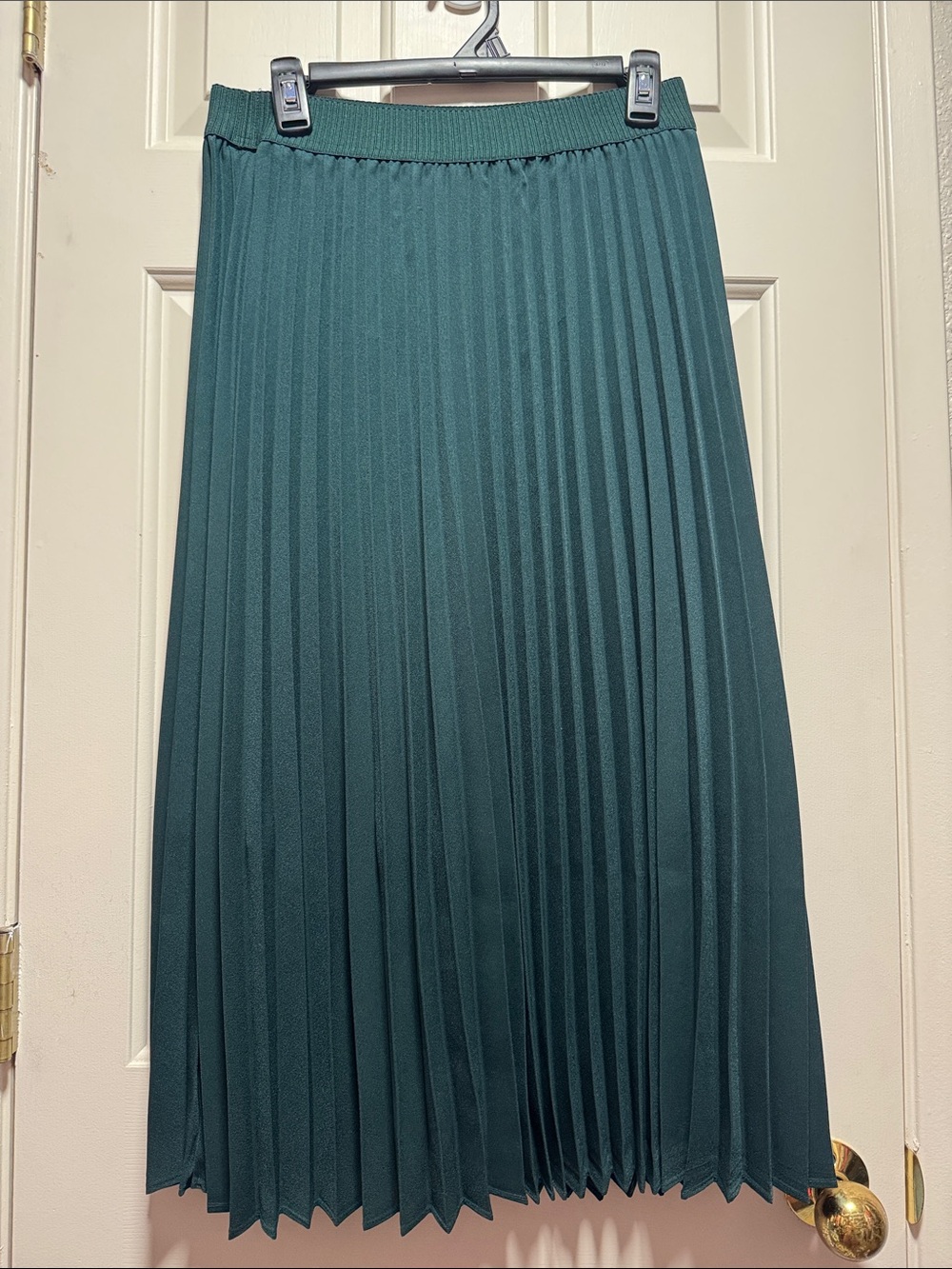 Dresstells Pleated Midi Skirt in Deep Teal Size L